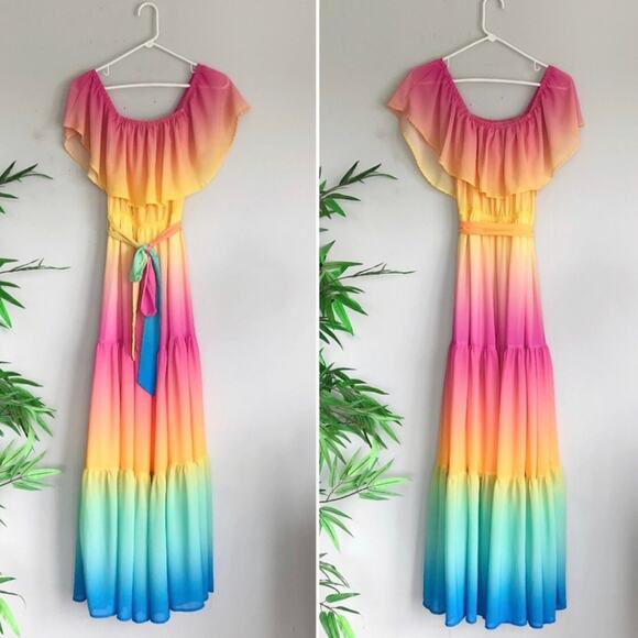NWT Small Strapless Rainbow Summer Maxi Dress - Picture 4 of 13